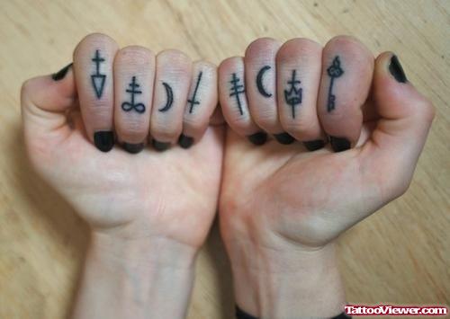 Awesome small Symbols Finger Tattoo