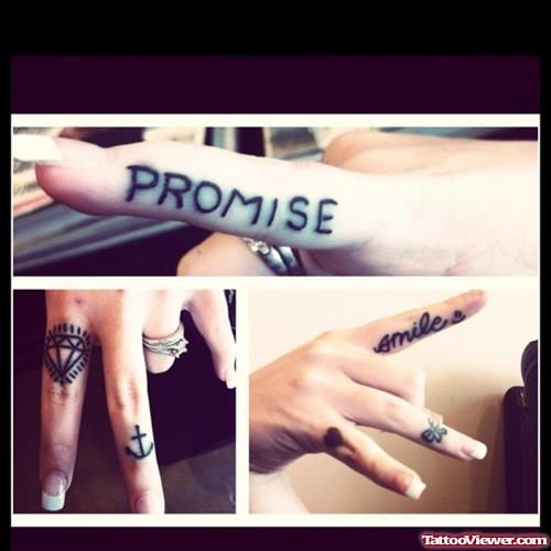 Anchor Promise And Smile Finger Tattoo