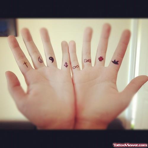 Tiny Symbols Finger Tattoos