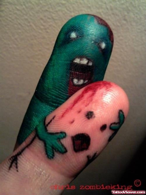 Devil Faces Finger Tattoo