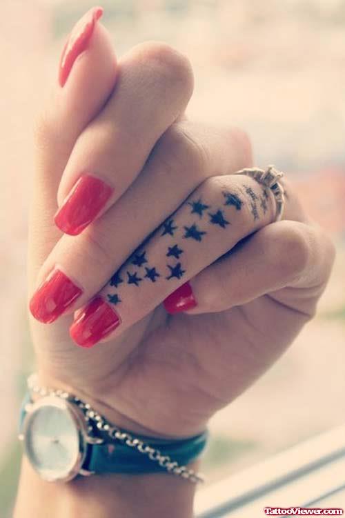 Color Stars Finger Tattoos