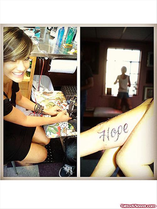 Hope Word Finger Tattoo