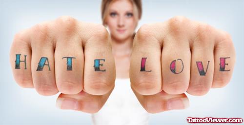 Hate Love Finger Tattoos
