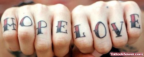 Hope Love Finger Tattoos