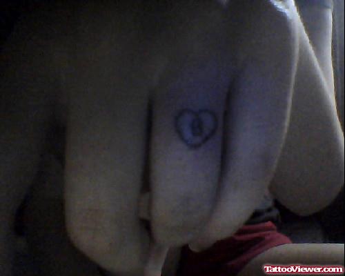 Heart And Alphabet B Finger Tattoo