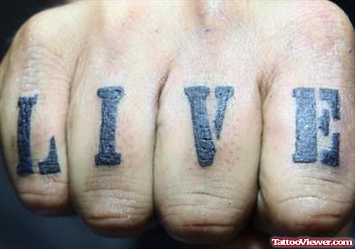 Black Ink Live Word Finger Tattoos
