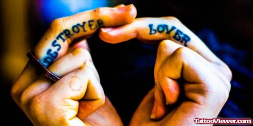 Destroyer Lover Finger Tattoos