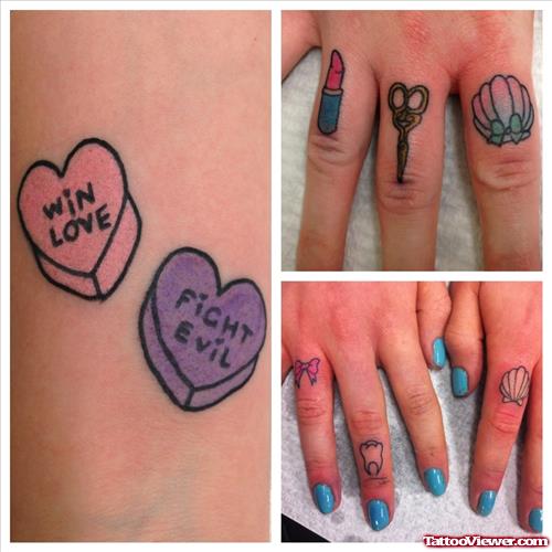 Awesome Colored Finger Tattoos Designs