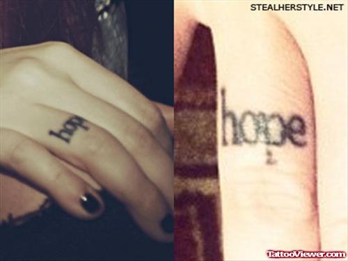Hope Word Tattoo On Finger
