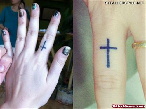 Brandi Cyrus Finger Cross Tattoo