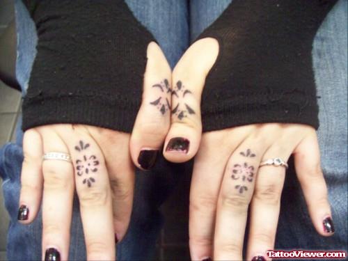Black Ink Finger Tattoos For Girls
