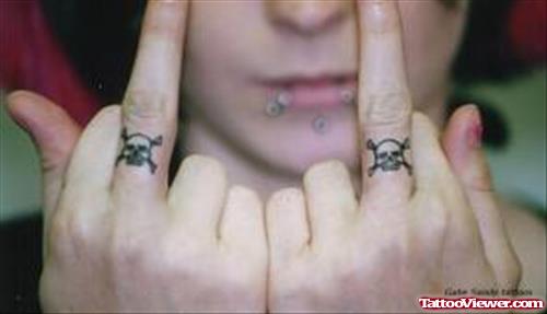 Danger Skulls Finger Tattoos