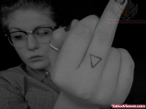 Triangle Symbol Tattoo On Finger