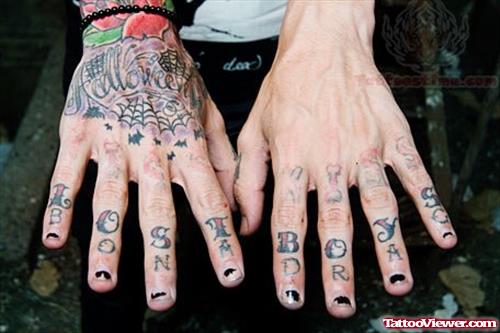 Lost Boys Words Tattoo on Fingers
