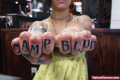 Camp Blud Tattoo on Fingers