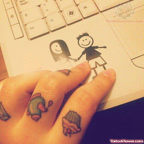 Tiny Cupcake Tattoo On Finger