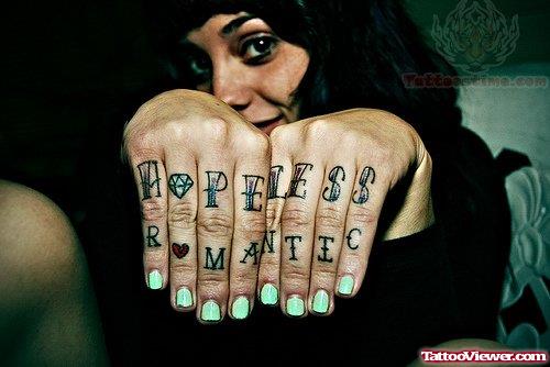 Hopeless Tattoo On Fingers
