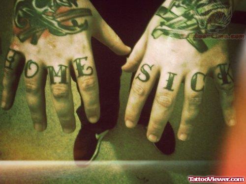 Home Sick  Finger Tattoo