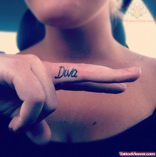 Diva Tattoo on Finger