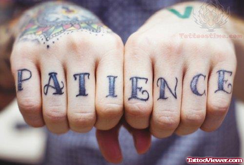 Patience Tattoo On Fingers