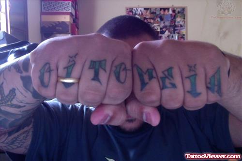 Color Words Tattoo On Fingers