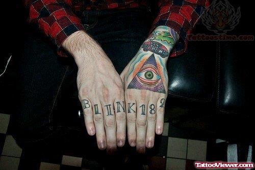 Blink Tattoo On Fingers