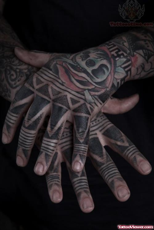 Black ink Tattoos On Fingers