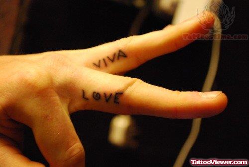Viva Love Tattoo On Fingers