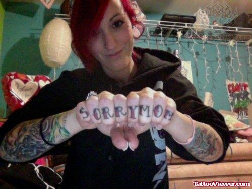 Sorry Mom Tattoos On Fingers