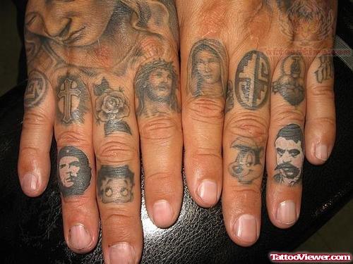 Portrait Tattoos On Fingers