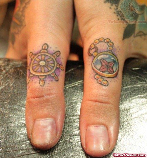 Compass Tattoos On Fingers