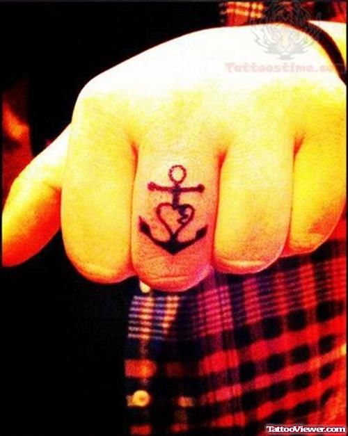 Small Anchor Tattoo on Finger