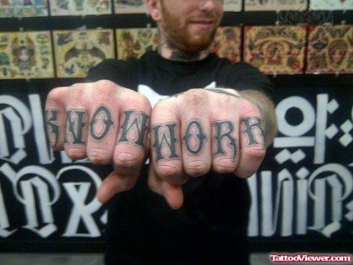 Know Work Tattoo On Fingers