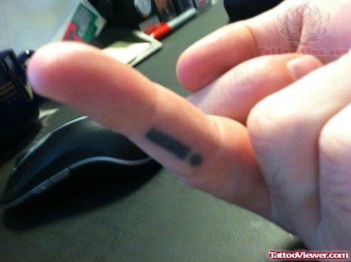 Exlamatory Symbol Tattoo On Finger