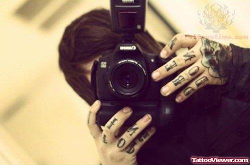 Camera Man Finger Tattoos