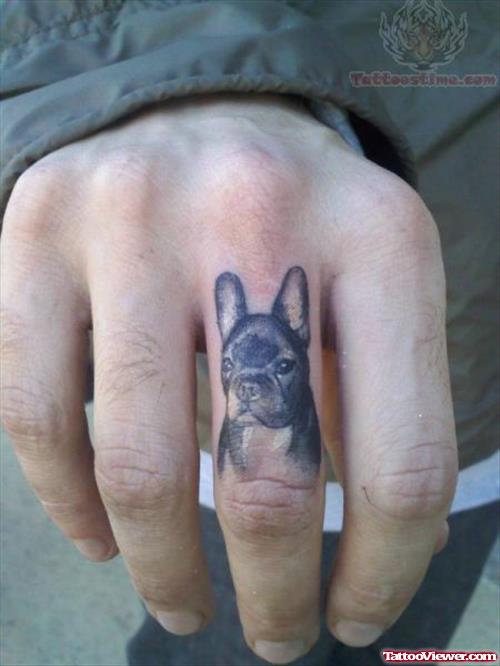 Dog Head Tattoo On Finger