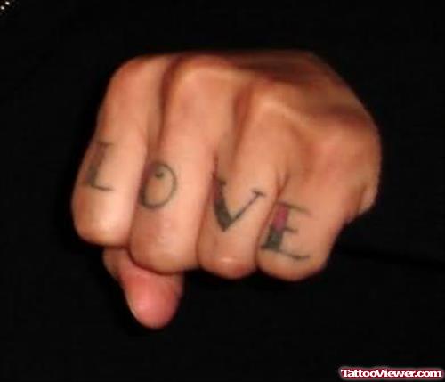 Love Colour Tattoo On Finger