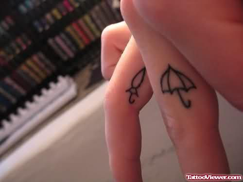 Umbrella Tattoo On Finger