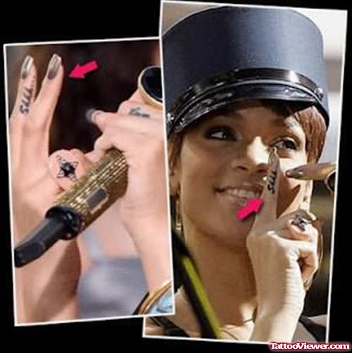 Rihanna Finger Tattoo