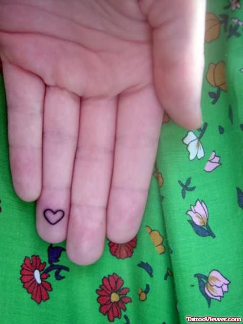 Heart Tattoo On Finger Tip
