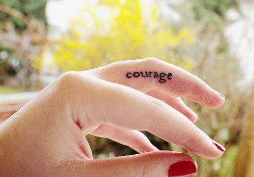 Courage Word Finger Tattoo For Girls