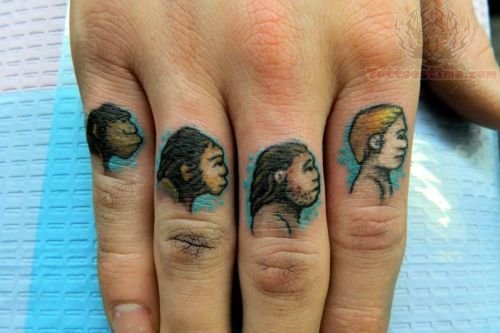 Early Man To Men Tattoo On Finger
