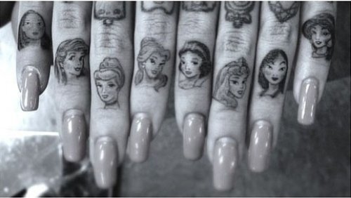 Disney Cartoons Portraits Finger Tattoos