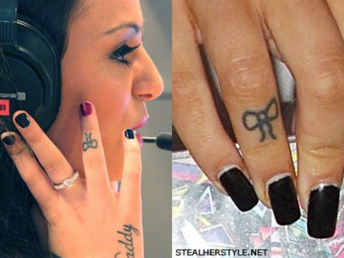 Small Bow Finger Tattoo For Girls