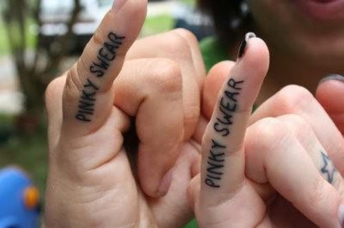 Pinky Swear Tattoo On Fingers