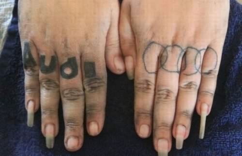 Audi Logo Tattoo On Fingers