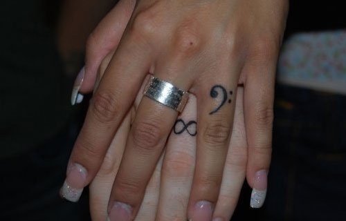 Infinity And Semicolon Symbol Finger Tattoos