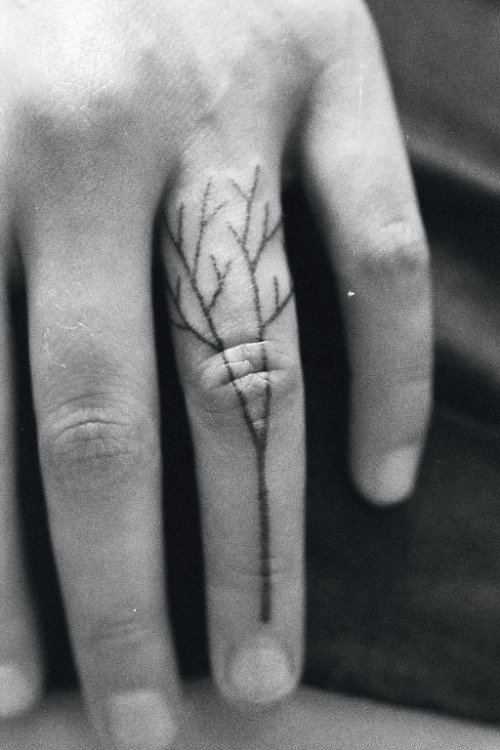 Tiny Tree Finger Tattoo