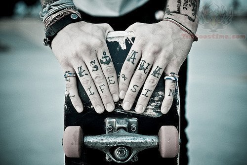 Life Sin Tattoo On Fingers