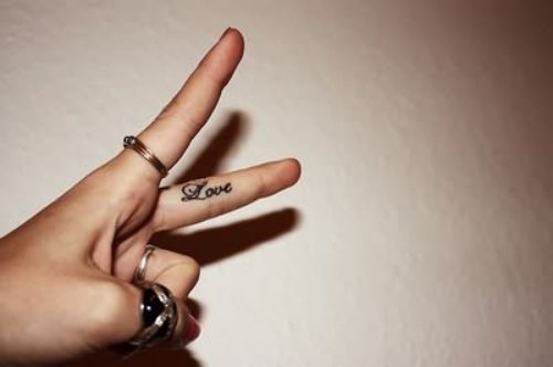Love Word Tattoo On Fingers
